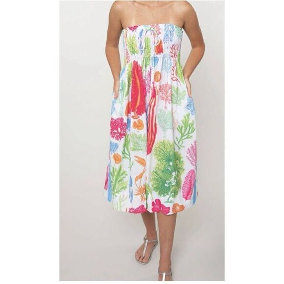 Gretchen Scott Haight Ashbury Skirt/Dress in Various Corals Sea Sway Brights - Picture 3 of 12